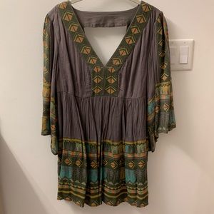 Free People Wide-Sleeve Printed Dress